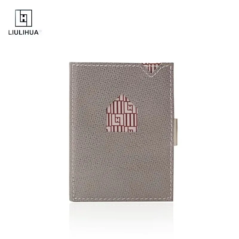 

LLHCross Border Fashion Short Three Fold Wallet Aluminum Alloy Top Leather Antimagnetic Wallet