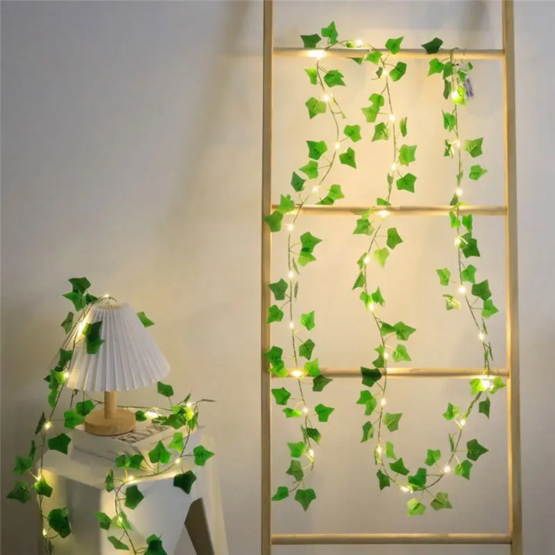 32.8 Ft 100 LED Green Ivy Leaves Fairy String Lights 2 Pack Solar Powered String Lights, For Garden, Patio, Yard, Party-A27I