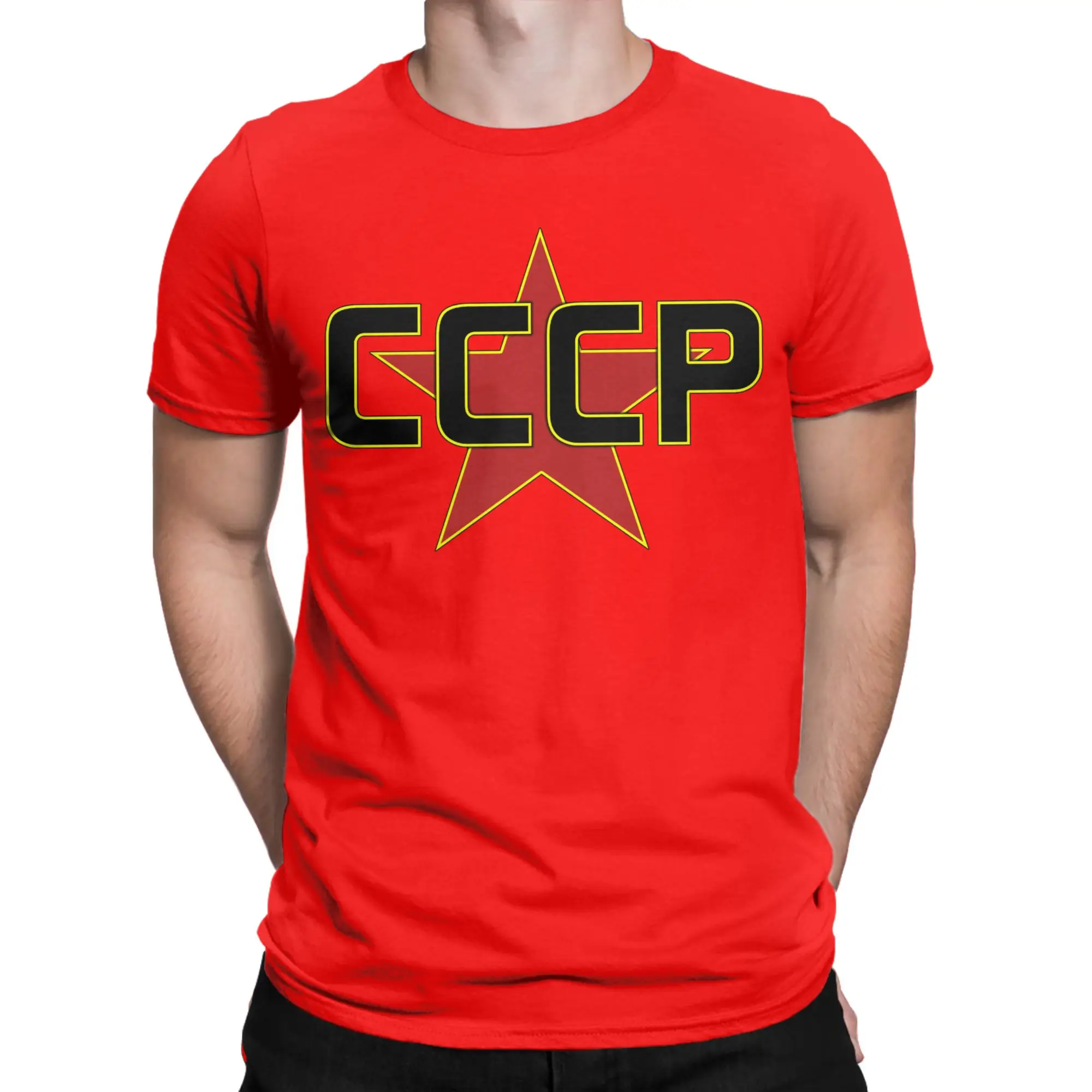 Camiseta CCCP Over the Red Star para homens e mulheres, camiseta hipster de algodão, gola redonda, manga curta, roupas plus size