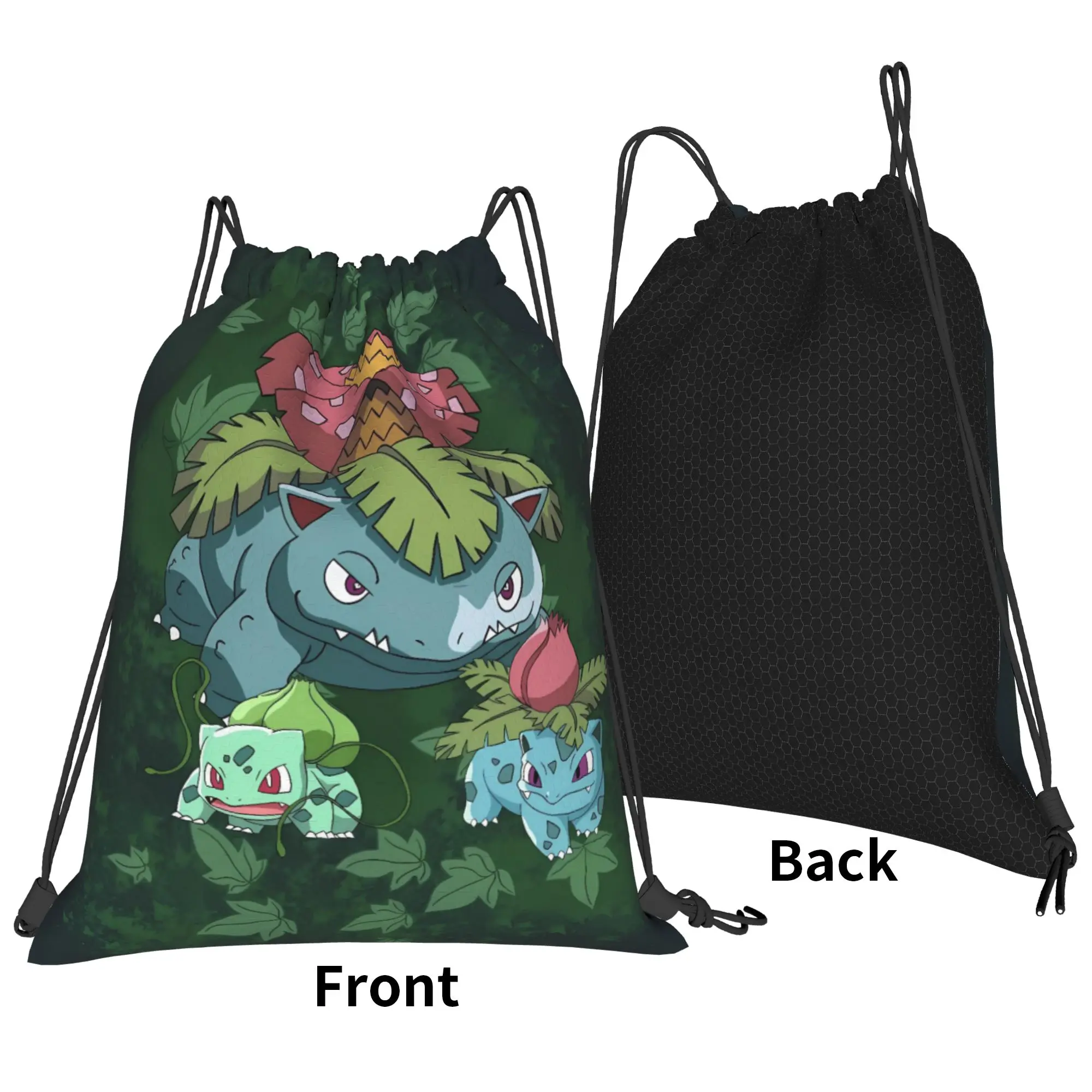 Bulbasaur Forest Cartoon Drawstring Bag  Travel Men BackpacksFoldable Casual Sackpack String Bags