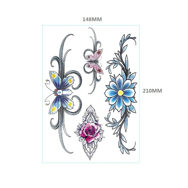 Colorful Flower Tattoos Stickers Waterproof Flower Arm Scar Cover Personalized Temporary Tattoo Fake Tattoo Women Men Body Art