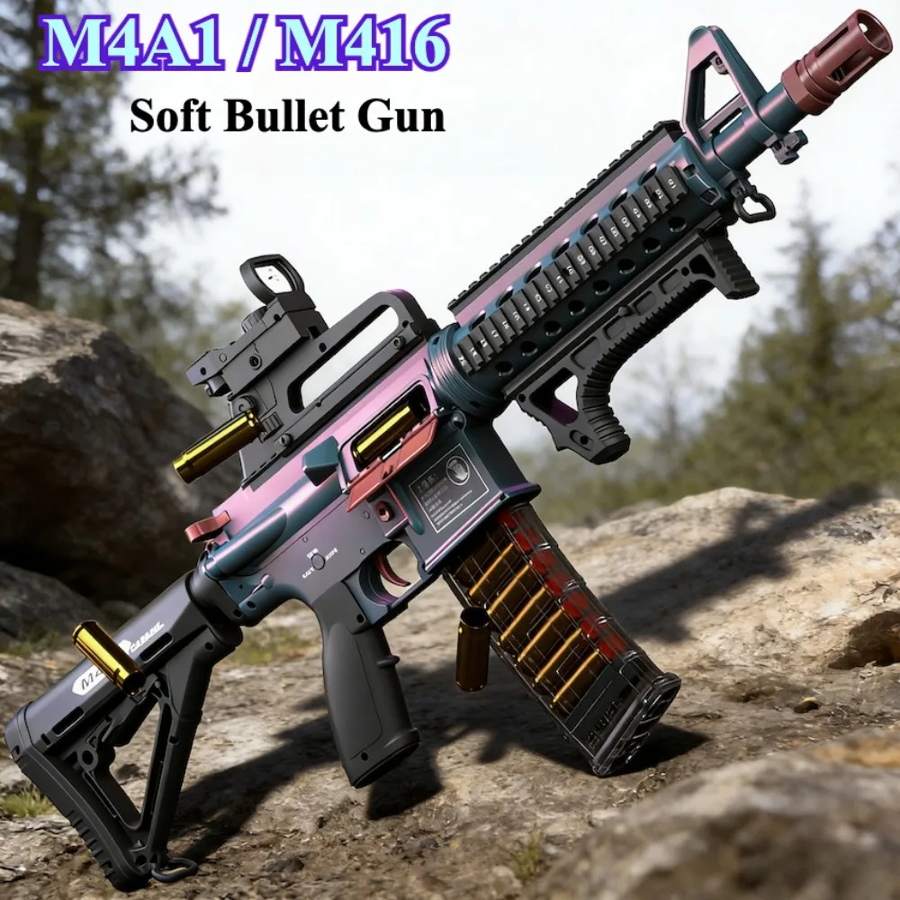 ปืนของเล่นเด็ก M4A1/M416 แบบยิงต่อเนื่อง อัตโนมัติเต็มรูปแบบ สามารถยิงกระสุนนิ่มสำหรับเกมยิงปืนกลางแจ้ง