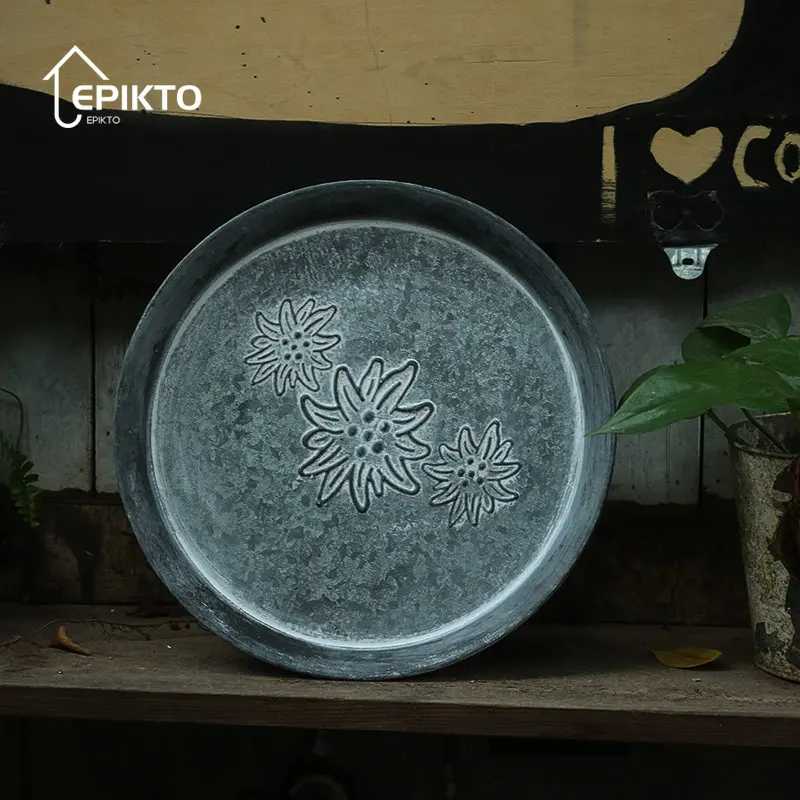 

Vintage Embossed Iron Tray, Planter Tray, Sundries Storage, Home Decor, Photography Props