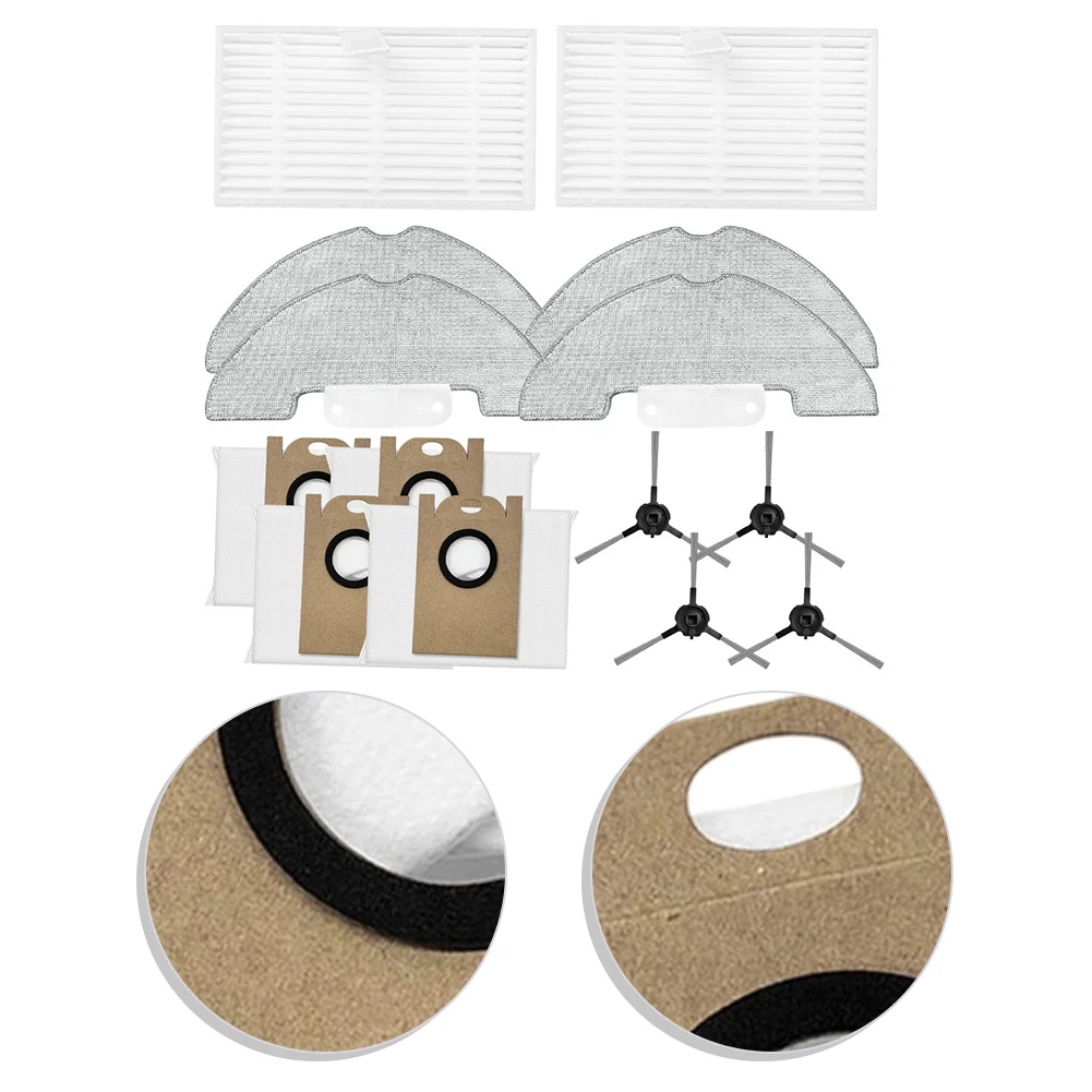 For Airzeen Q10 Pro Robot Vacuum Replacement Parts Bundle 2 Filters 4 Mop Cloths 4 Dust Bags and 4 Side Brushes