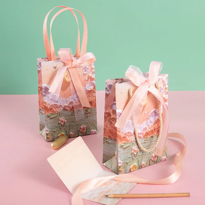 1 pz sacchetti di carta fiore stampato colorato borsa gelato regali creativi sacchetto di imballaggio festa Baby Shower bomboniere scatole