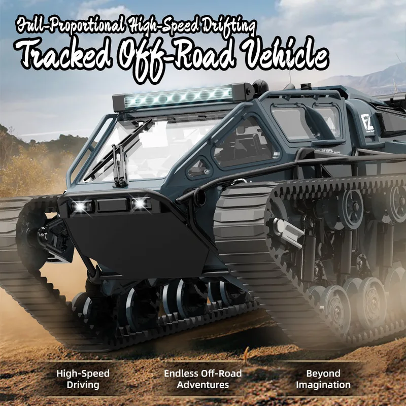 New2.4g Full Scale Rc Tracked Tank ความเร็วสูง Drifting รถบรรทุกด้วยรีโมทคอนโทรล Racing Vehicle รุ่นของเล่นเด็กของขวัญเด็ก