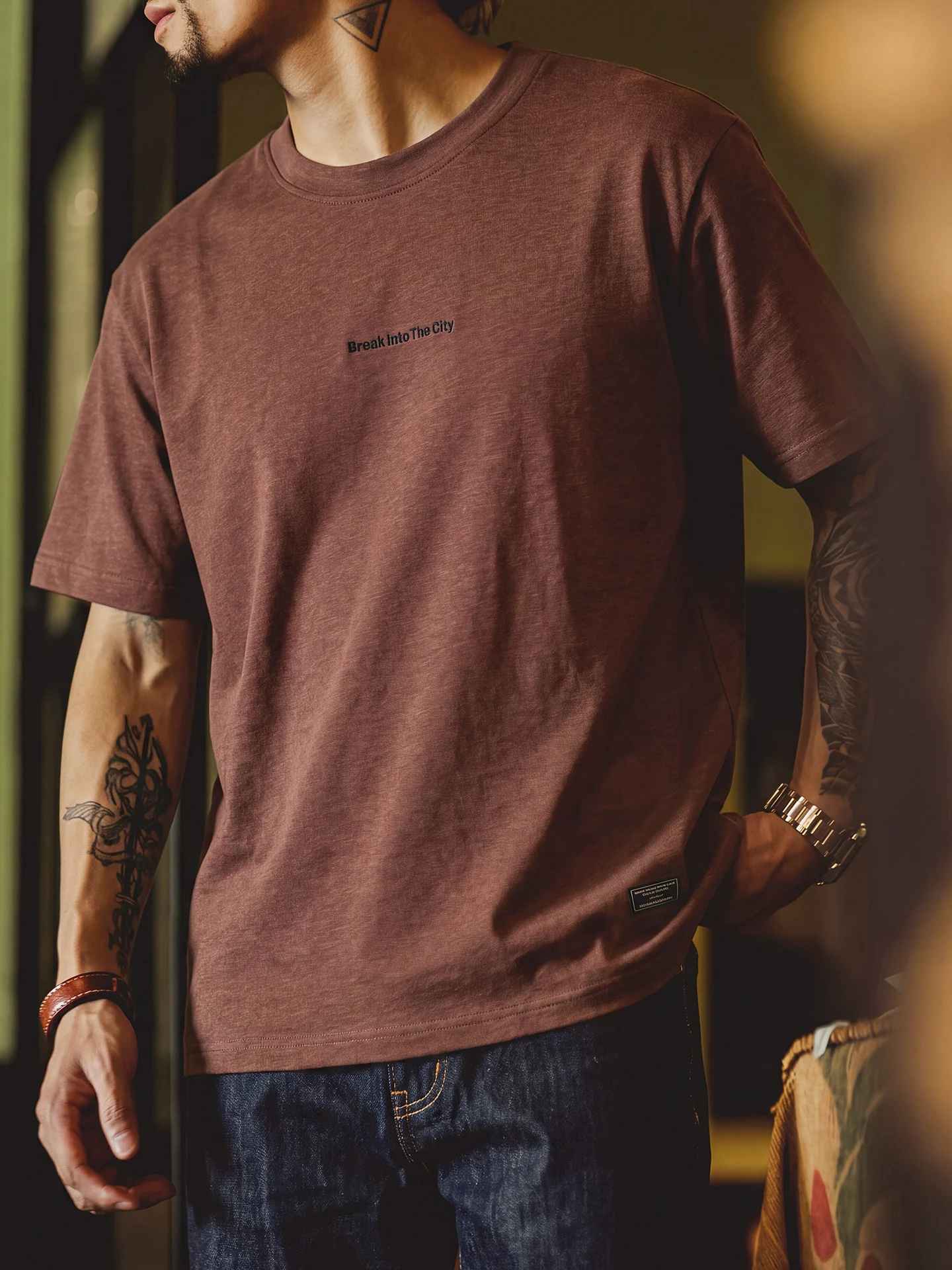 American Style Heavyweight 230g Pure Cotton Men's T-Shirt Summer Casual Short Sleeve Loose Fit Hard Man Style Top