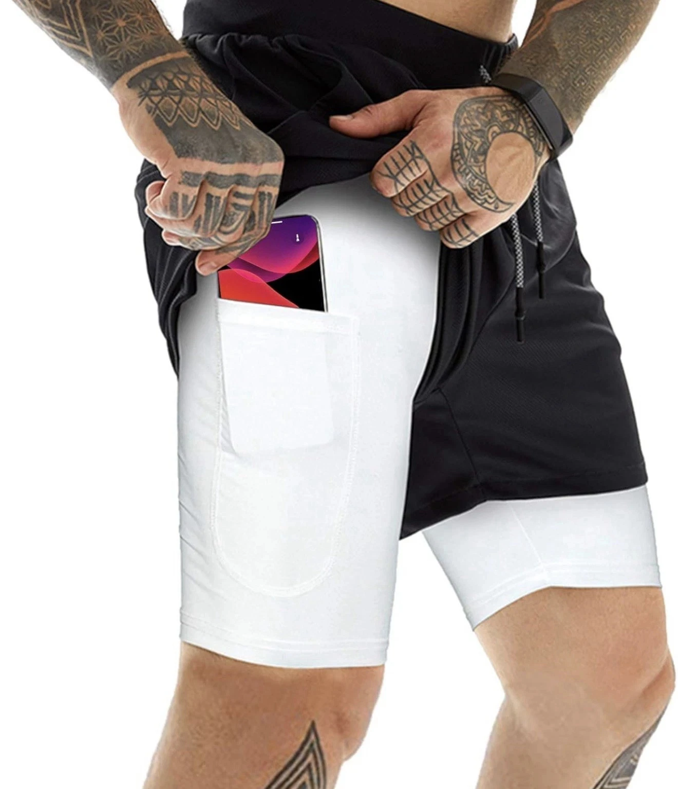 

Men's everyday running shorts, fitness shorts, 2-in-1 quick-drying sports training shorts, streetwear shorts for men