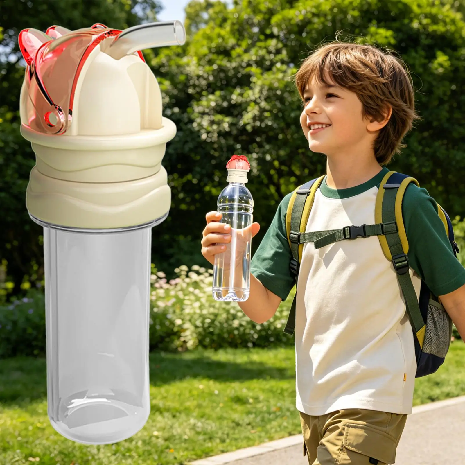 Water Bottle Sippy Top Cartoon Leak Proof Reusable Sippy Cup Conversion Straw Lid for Beverage Milk Water Home Travel School