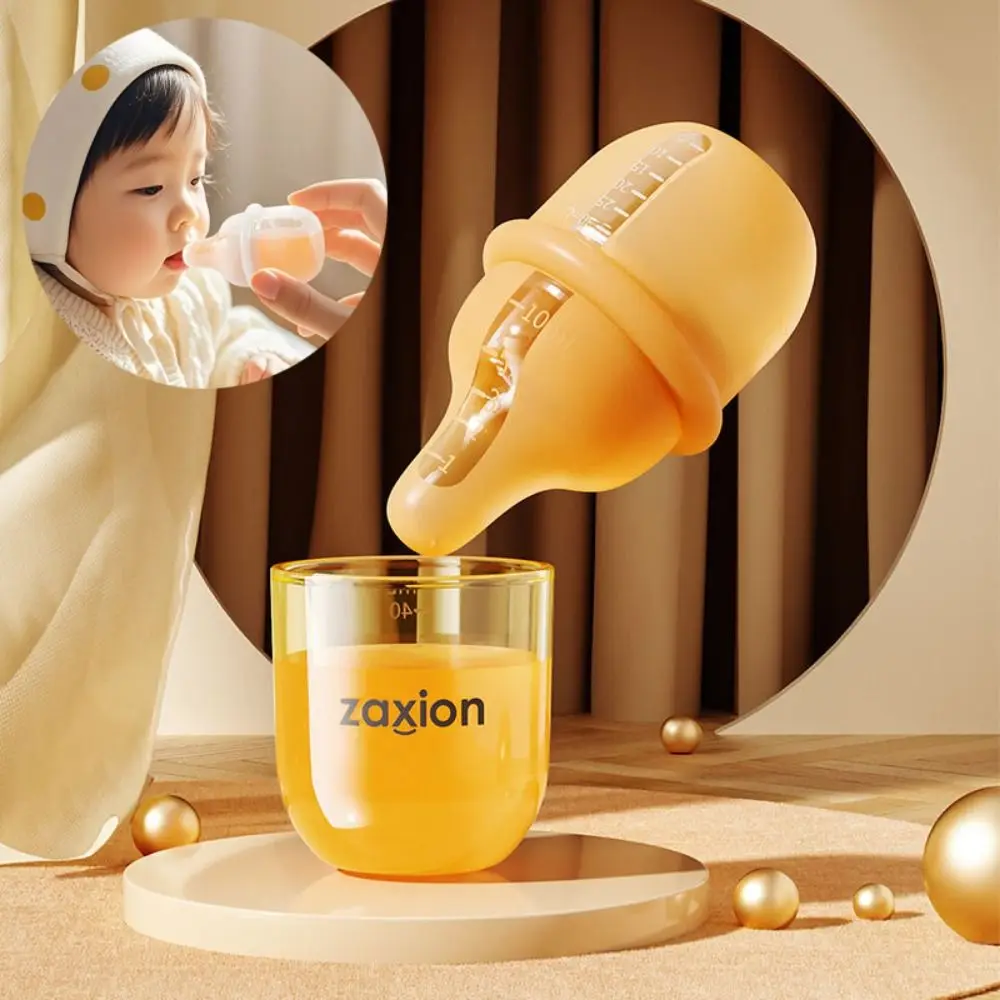 

Slow Flow Nipple Silicone Baby Bottles 30ml with Scale Food Squeeze Feeder with Dust-proof Cover Anti-vomiting
