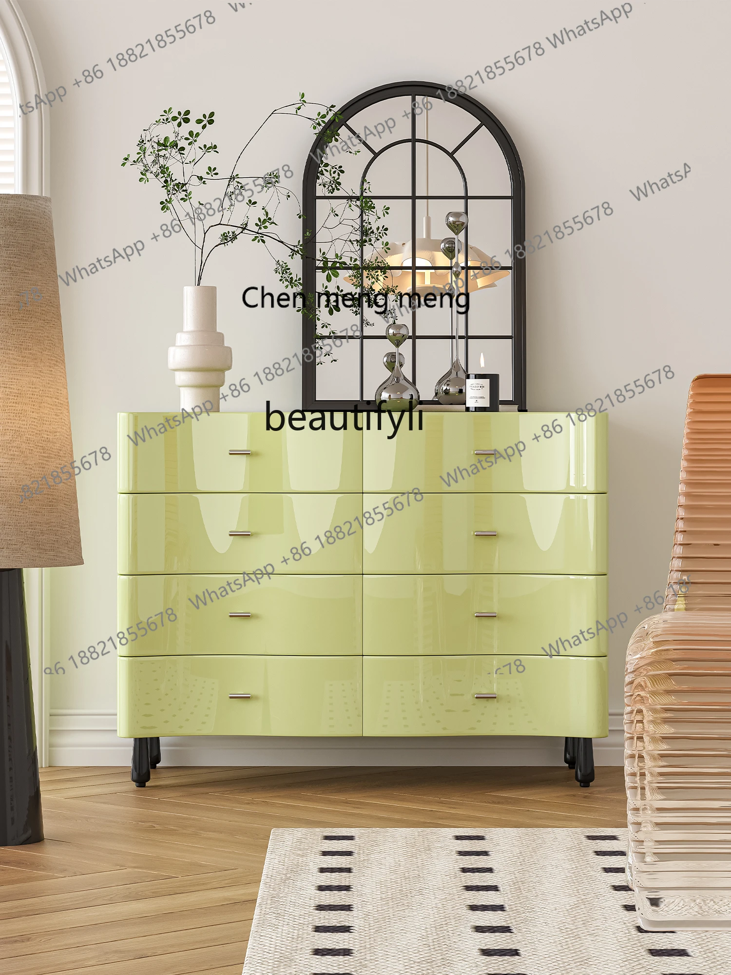 Matcha Eight Spares Cabinet Hallway Storage Cabinet Cream Style French Minimalist Home Entry Entrance Cabinet