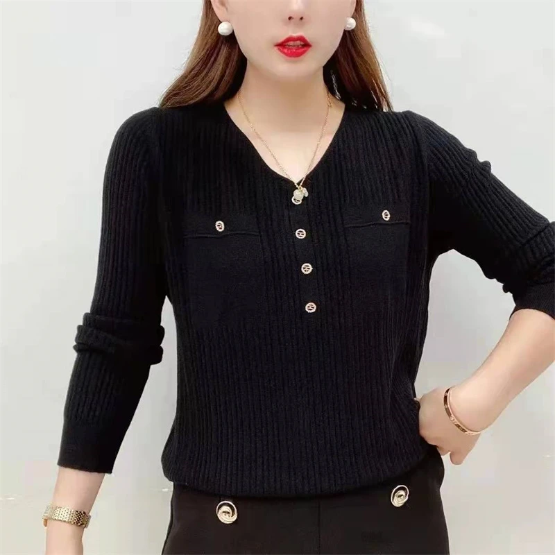 

Premium V-Ne Knitwear Women's Long Sve Sweater No Pilling Autumn Winter Faion Casual Comfortable Breathable Top