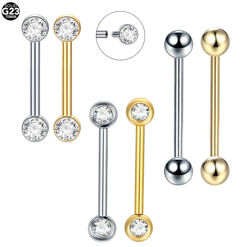 1 Stück ASTM F136 Titan Zirkon Brustwarzenpiercing mit Innengewinde, Barbell-Brustwarzenringe, sexy Piercing-Körperschmuck für Frauen