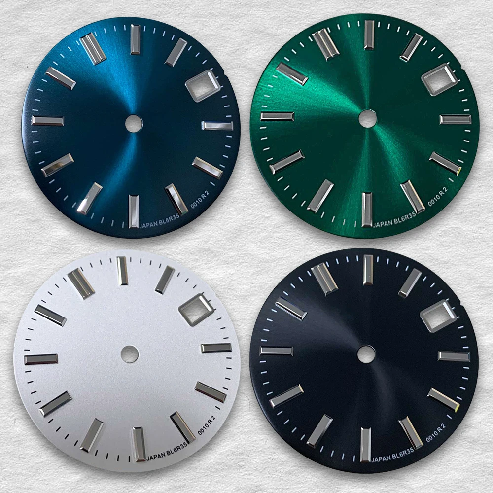 

High Quality 28.5mm High Quality S Logo NH35 Gradient Sunray Dial Fit NH35/NH36 Movement Green Luminous NH35 Accessories