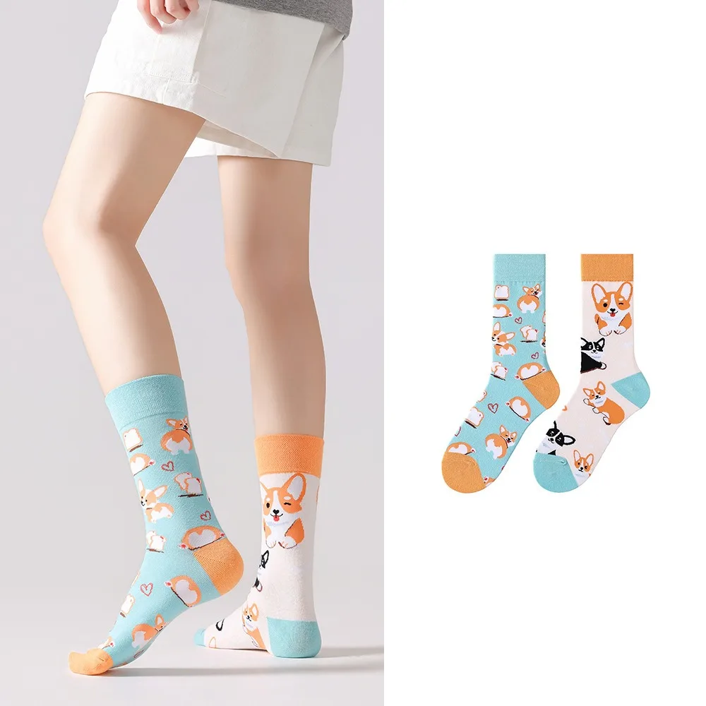 Healing Capybara Cartoon Print Mid-Calf Socks 1 Pair Cute Trendy Fresh Color-Block Versatile Casual Socks