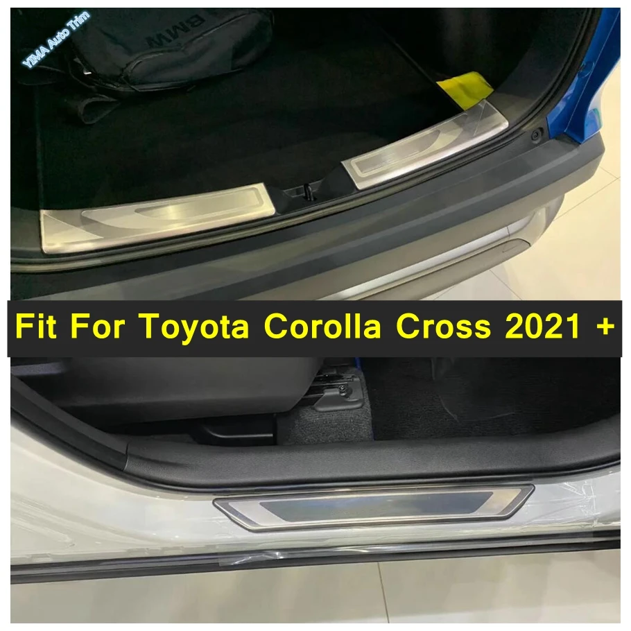 

Stainless Steel Auto Rear Bumper Trunk Door Inner Sill Protector Plate Decor Cover Trim Kit For Toyota Corolla Cross 2021 - 2024