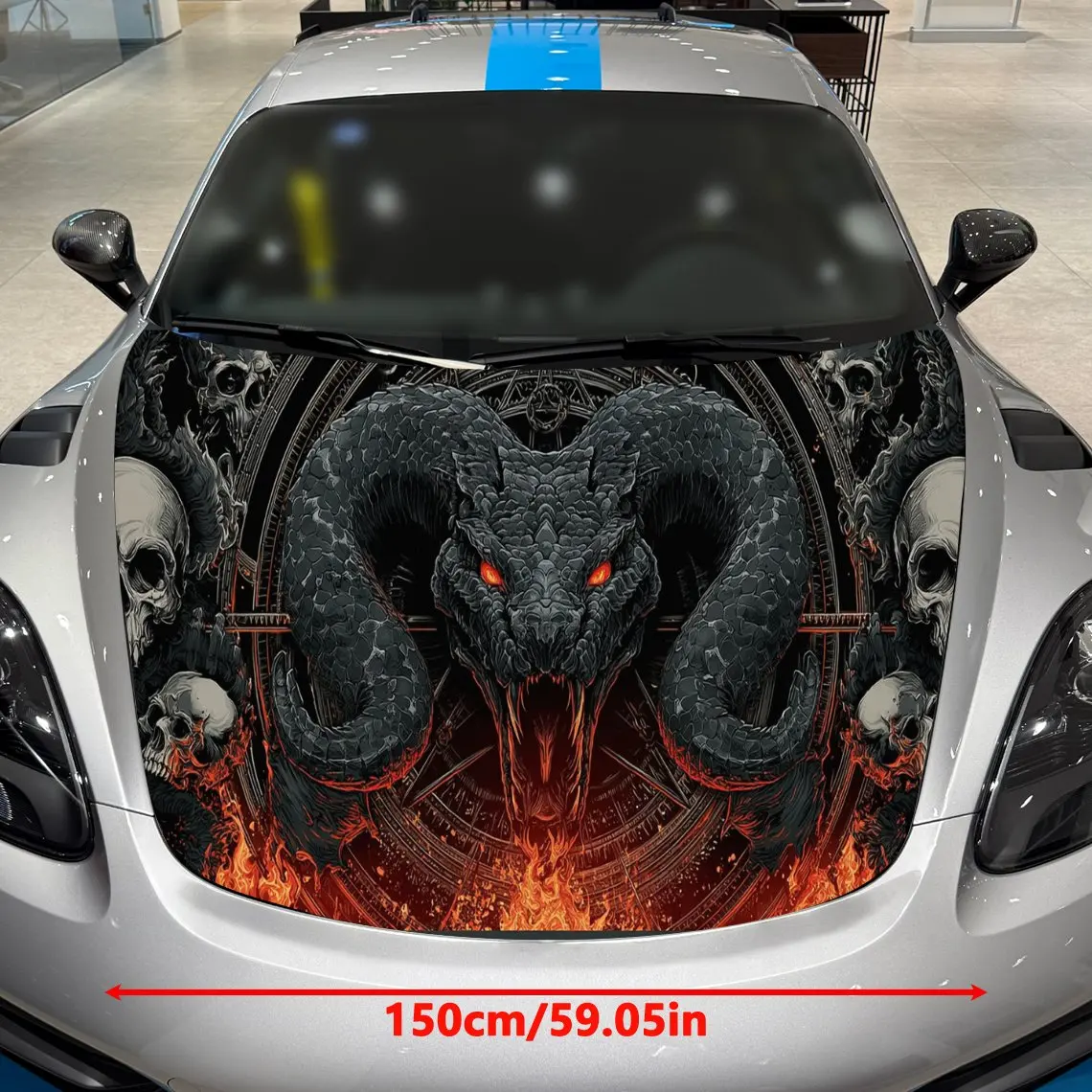 غلاف فينيل للسيارة من Purgatory Evil Python، ملصق غطاء محرك السيارة المقاوم للماء من مادة PVC، ملصقات ذاتية اللصق مقاومة للخدش لـ Eng #2