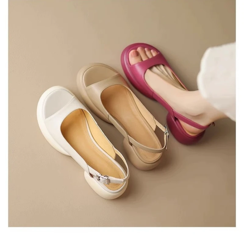 Women Sandals Summer Casual Shoes Round Toe Soft Soft Shoes Fashion Solid Slip On Slingback Anti Slippery Zapatos De Mujer