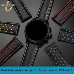Cowhide leather watchstrap 22mm With colored dots Black red yellow purple menâs watchband bracelet For Tissot Chrono XL T116.617