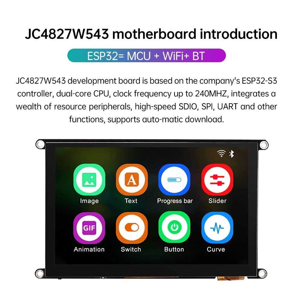 ESP32-S3 WIFI บลูทูธบอร์ดพัฒนา IPS จอแสดงผล LCD ความละเอียดสูงโมดูลหน้าจอสัมผัส 4.3 นิ้ว/5 นิ้ว