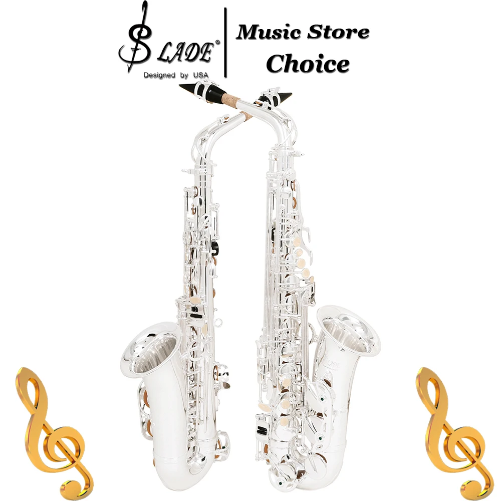 E Flat Alto Saxophone Eb Silver Plated Design Brass Body Hand Engraved Alto Sax with Case for Beginner Lover Playing Practice