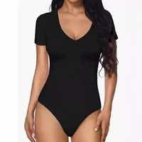 Body Sexy de manga corta para mujer, mono ajustado con cuello en V, monos moldeadores de cuerpo, novedad de 2024