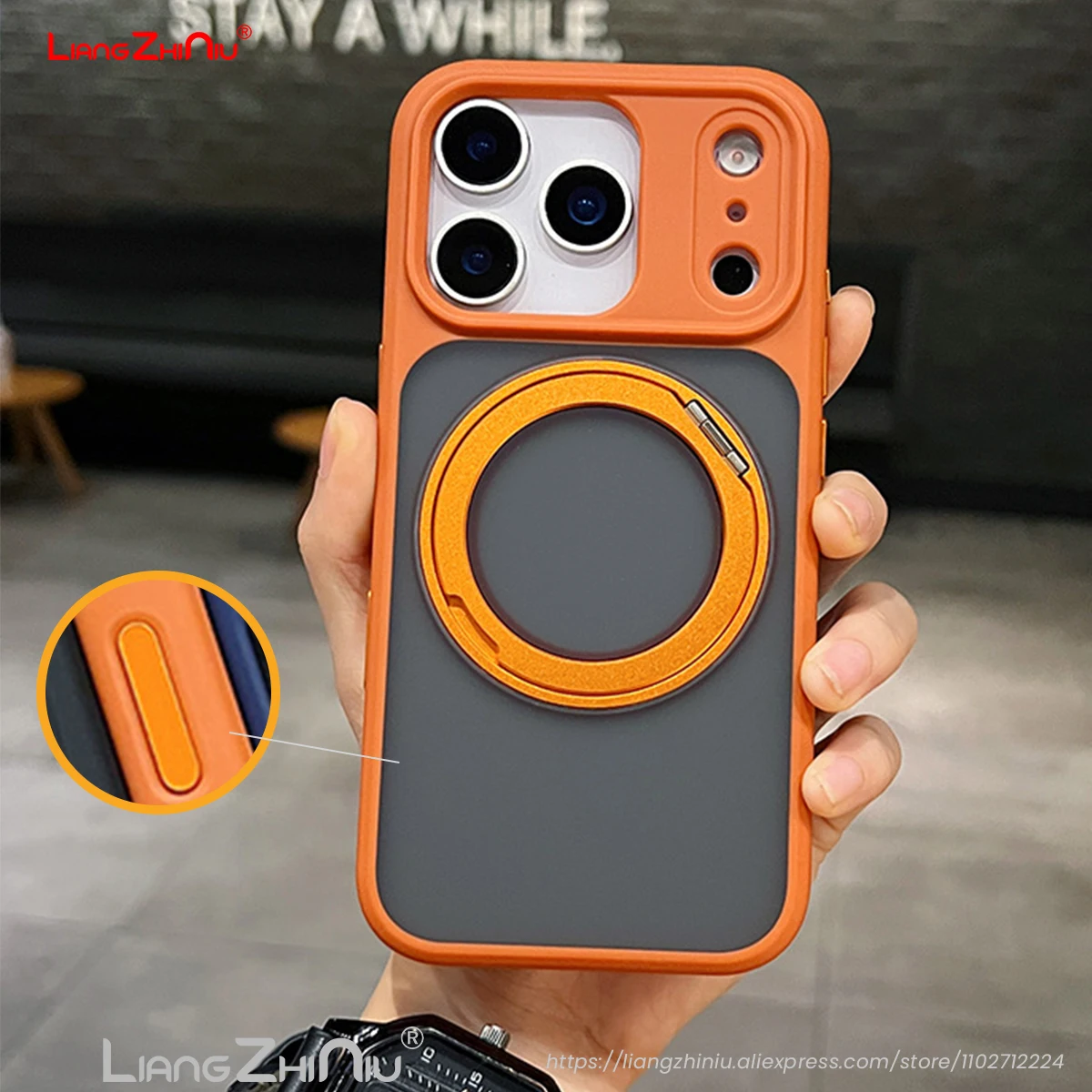 

Для Iphone 17 Pro Max/Iphone Air/17 Pro/17 вращающаяся подставка ТПУ + ПК с защитой от отпечатков пальцев и кнопкой камеры, универсальный чехол для телефона