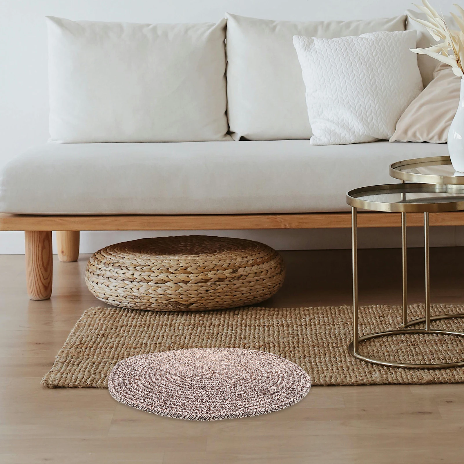 

Woven Round Floor Cushion Japanese Style Seat Mat Comfortable Sitting Pad Indoor Floor Pillow Relaxing Home Cushion