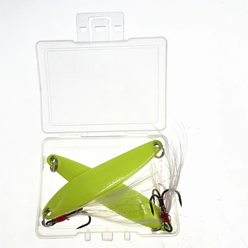 2 teile/schachtel leuchtende Spinner Löffel Metall Lures5g 7g 10g 13g Feder Drillings haken künstliche Köder für Bass Forelle Pesca Angel gerät