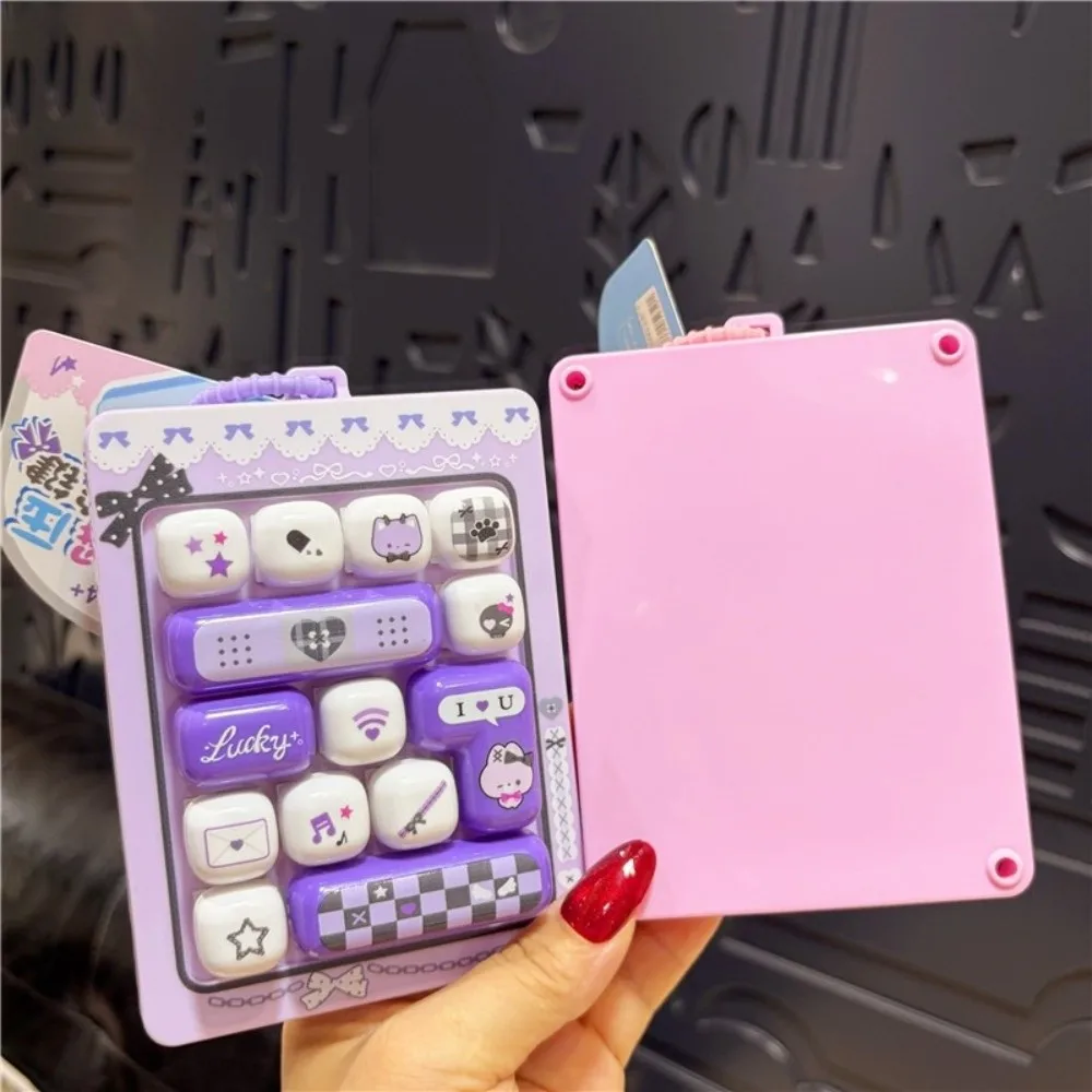 Cartoon 14 Keys Keyboard Keychain Cute Clicker Sound Fingertip Button Keyring Pressable Keys Relaxed Sensory Clicker