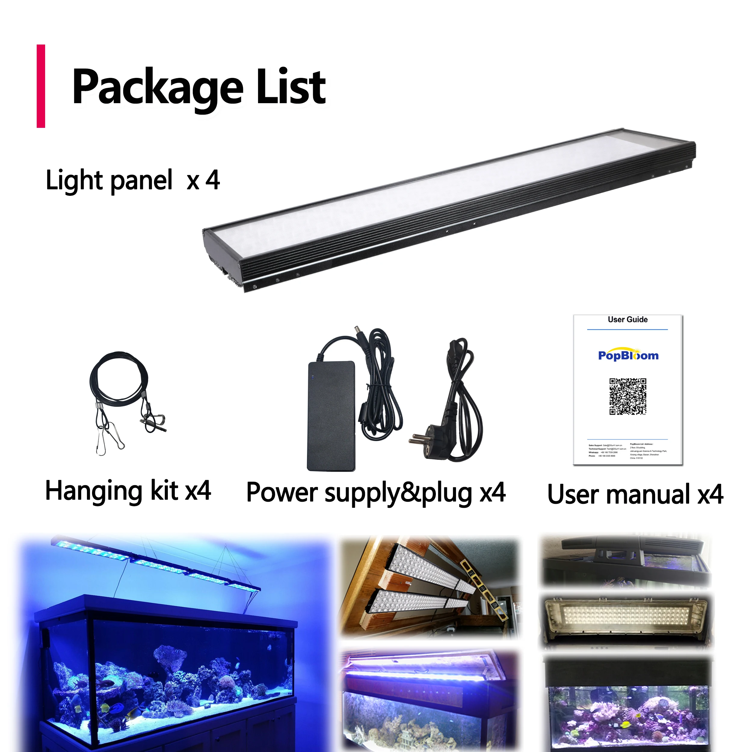 PopBloom H54 WiFI App Control Phone Control Full Spectrum Marine LED Aquarium Light for Coral Reef Fish Tank,Saltwater Lighting