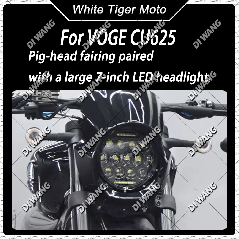 For VOGE CU525 CU625 Modified Retro Custom Bikini Fairing 7 Inch Multi LED Headlight Assembly Windscreen Motorcycle Accessories