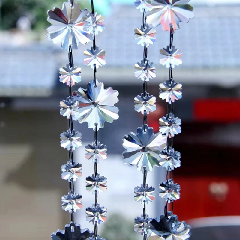 

10 Meters Snowflake High Quality Crystal Snowflakes Garland Chain Glass Strands Tree Flower Home Decoration Wedding Centerpieces