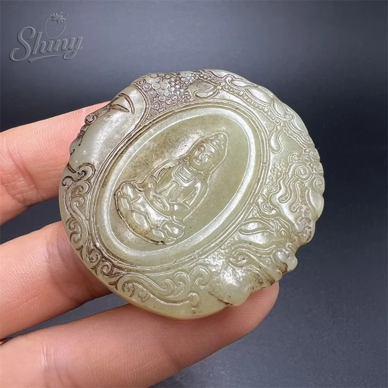 Chinese Antique Jade Hand-carved Guanyin Statue Feng Shui Ornaments Buddhist Prayers Amulets