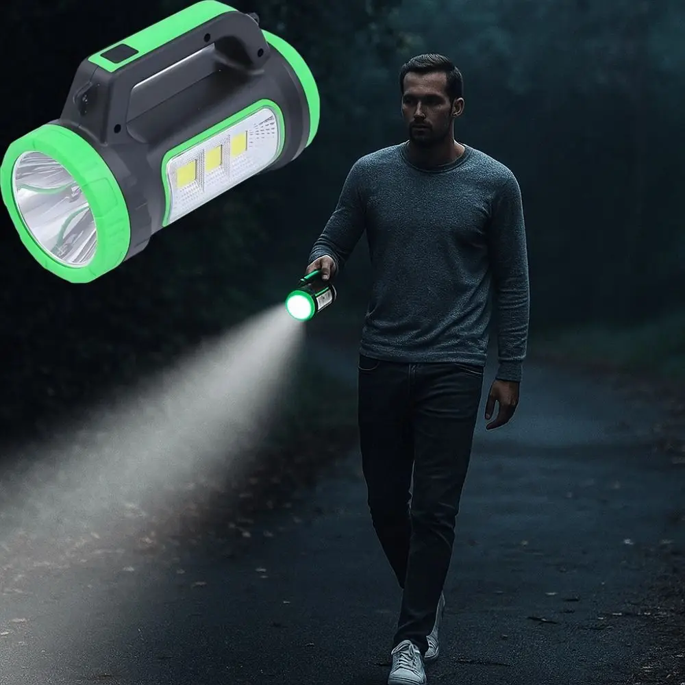 

USB Rechargeable Solar LED Flashlight Super Bright Handheld Portable Emergency Flashlight with Side Lights Long Lasting