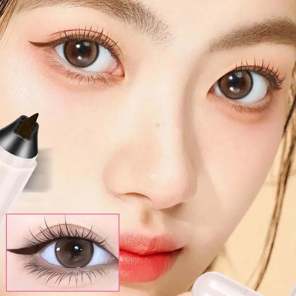 1/2/3 SZT. Obrotowy Stempel do Eyelinerów Zintegrowany Czarno-Brązowy Podwójny DIY Eyeliner Dwustronny Diamentowy Brokatowy Makijaż Płynny Pisak