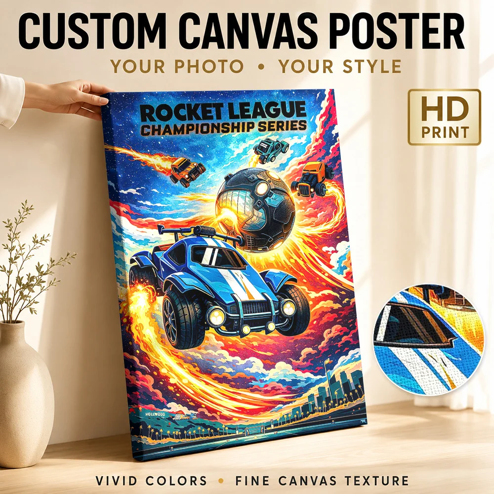 Rocket League Championship Series Canvas Print Poster Personalized Photo Retro Automotive Wall Paintings Decoration for Garage