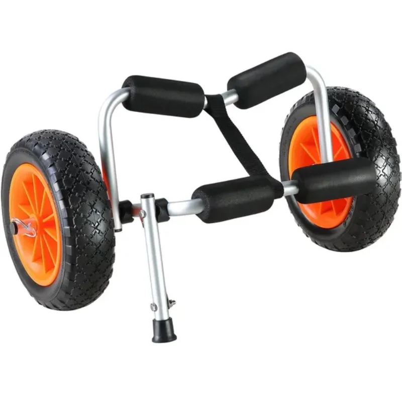 

VEVOR Heavy Duty Kayak Cart, 250lbs Load Capacity, Foldable Canoe Trolley Cart with 10'' Solid Tires, Nonslip Support Foot & Tie