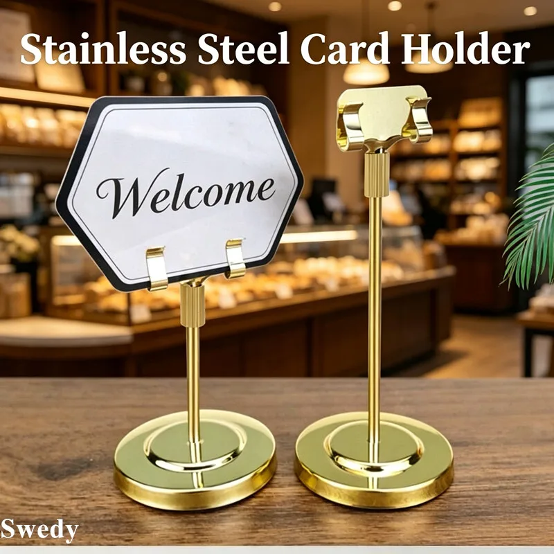 5 Pieces Table Sign Holder Menu Clip Stand Anti-slip Base Restaurant Food Price Tag Table Number Place Card Holder Display Stand