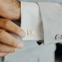 Custom Name Initials Cufflinks Men's Stainless Steel Letters Cufflinks Personalize Gifts for Groom Best Man Wedding Jewelry