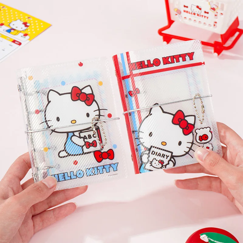 

6pcs Hello Kitty Notebook Cute Cartoon PP Loose Leaf Storage Mini Portable Protective Case Student Supplies Girl Gift Wholesale