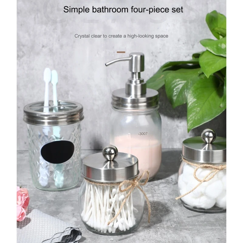 

Набор сменных аксессуаров для ванной комнаты, 4 шт. — дозатор мыла для лосьона, 2 держателя ватных тампонов и держатель зубной щетки (золото)