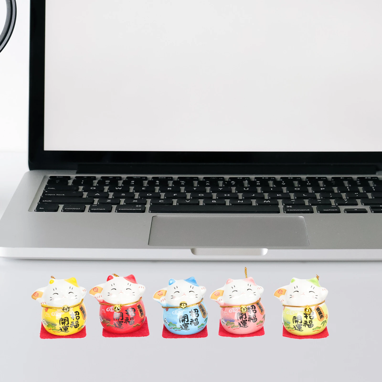 

5pcs Ceramic Decor Auspicious Cat For Home Office Desk Indoor Tabletop Ornament Small Cat Decor