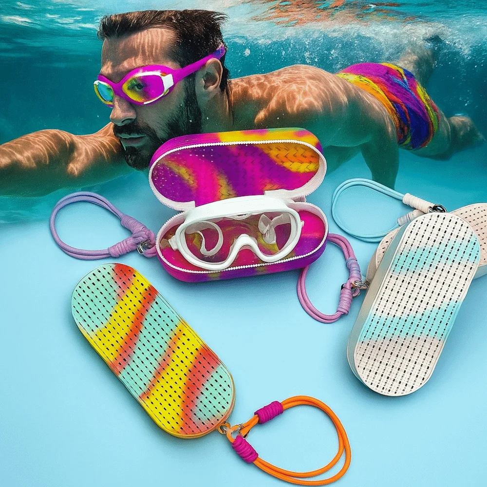 

Силиконовая защитная коробка для очков, дышащая двусторонняя коробка для очков для плавания, легкий чехол для очков для плавания большой емкости