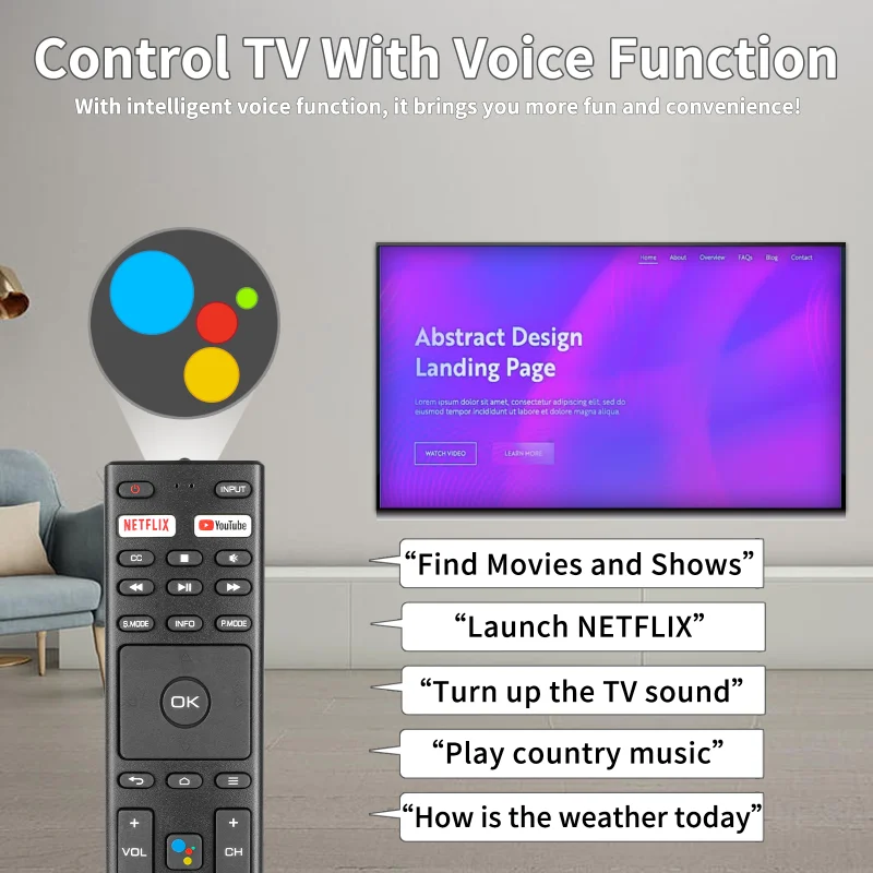 RM-C3329 For JVC Voice Remote Control Replacement With NETFLIX YouTube Buttons, For JVC Konka 4K Android TV 32H31A 40H33A 43U55A