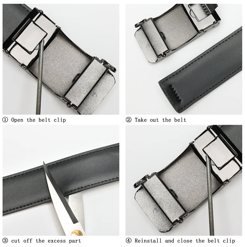 Maikun Leder-Ratschengürtel für Herren. Klicken Sie auf Ledergürtel, verstellbarer Schnallenbesatz, passend für Schwarz, Braun – Detail 3