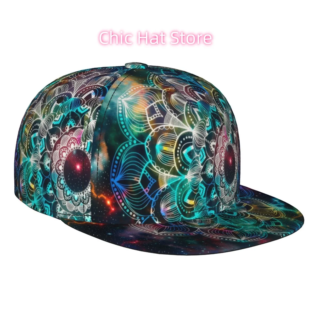 Mandala kaleidoscope pattern Snapback Hat - Adjustable Baseball Cap with All-Over Positioning Technology, Breathable Li
