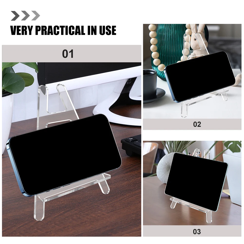 

2 Pcs Cell Phone Stand Acrylic for Desk Photo Display Shelf Portable Holder Mobile