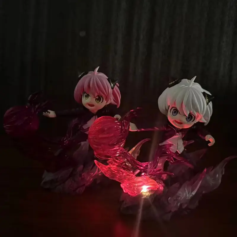 Figurka Anime Spy Family Anya Forger z Wymiennymi Głowami Świecący Model Lalka Gojo Satoru Ozdoba Statuetka Zabawka Prezent
