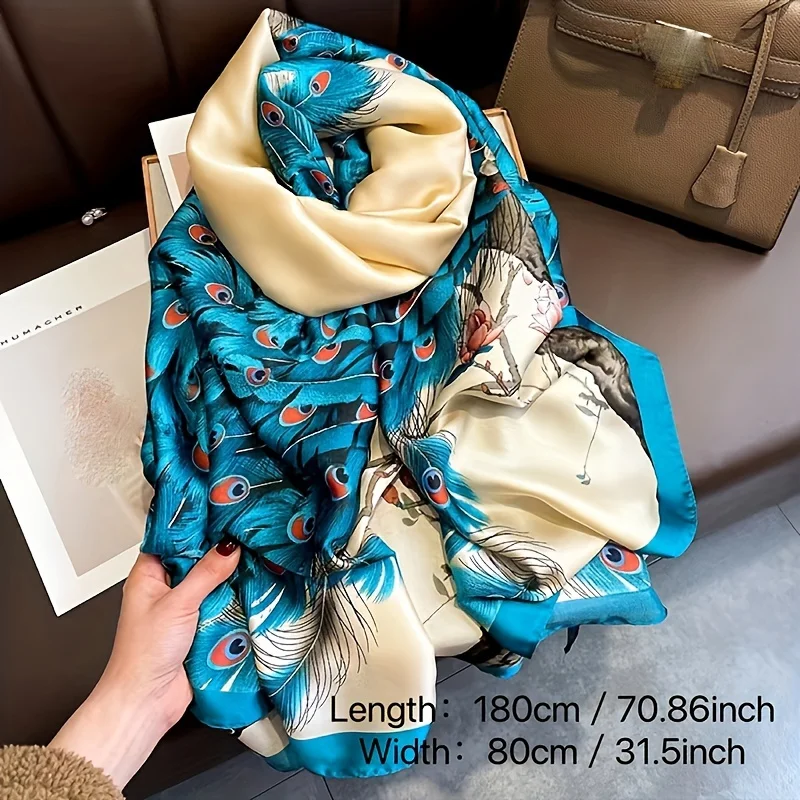 Luxury Brand Silk Scarf 2024 New Women Animal Print Muffler Shawls Wraps Scarves Hijab Bufanda Foulard Female Bandana 180*90cm